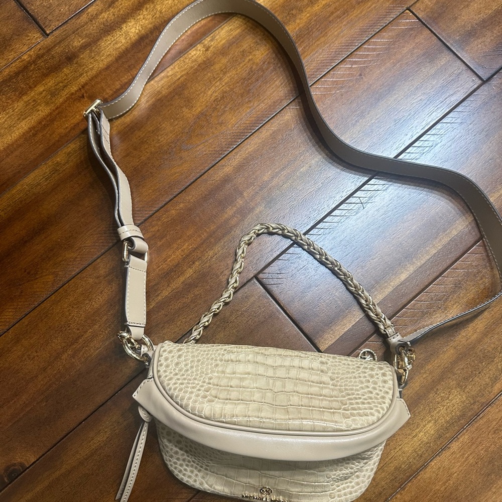 Michael Kors Cream Crocodile-Embossed Crossbody Bag